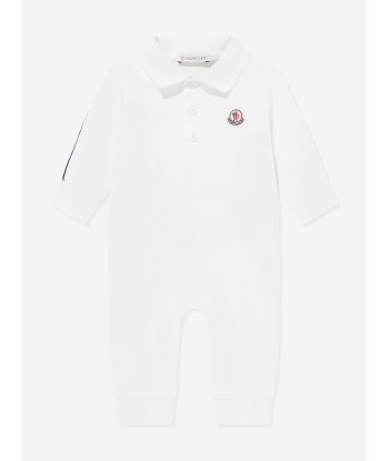 Moncler Enfant Baby Boys Logo Romper in Ivory à prix réduit toute l'année