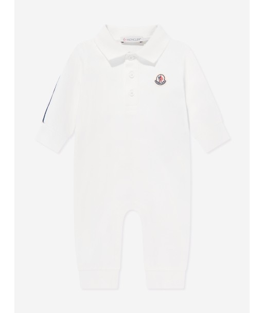 Moncler Enfant Baby Boys Logo Romper in Ivory à prix réduit toute l'année