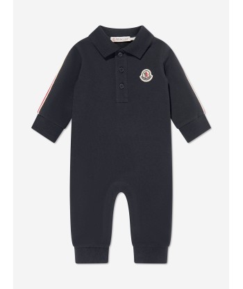 Moncler Enfant Baby Boys Logo Romper in Navy Paris Déstockage Promo