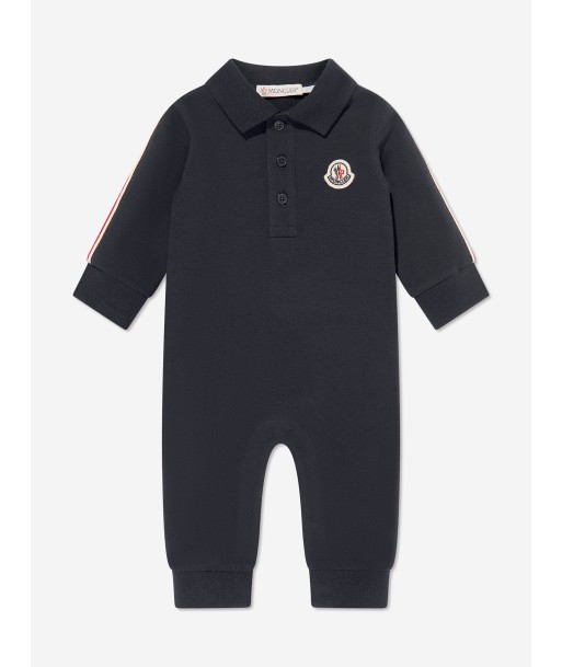 Moncler Enfant Baby Boys Logo Romper in Navy Paris Déstockage Promo