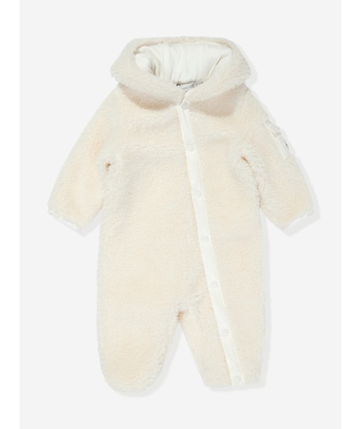 Moncler Enfant Baby Teddy Fleece Romper in Ivory outlet