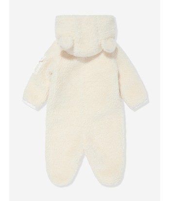 Moncler Enfant Baby Teddy Fleece Romper in Ivory outlet