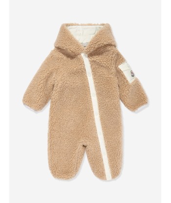 Moncler Enfant Baby Teddy Fleece Romper in Brown en ligne des produits 