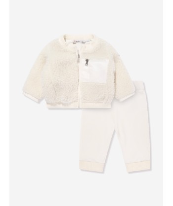 Moncler Enfant Baby Teddy Fleece Tracksuit in Ivory Véritable concentré