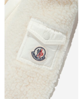 Moncler Enfant Baby Teddy Fleece Romper in Ivory outlet