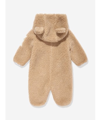 Moncler Enfant Baby Teddy Fleece Romper in Brown en ligne des produits 