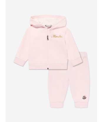 Moncler Enfant Baby Girls Logo Tracksuit in Pink pas cher