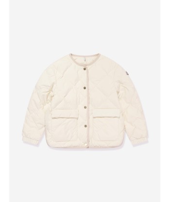 Moncler Enfant Girls Down Quilted Ursella Jacket in Ivory de pas cher