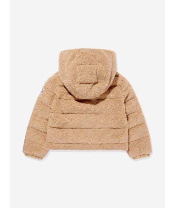 Moncler Enfant Girls Down Teddy Fleece Audrieu Jacket in Beige est présent 