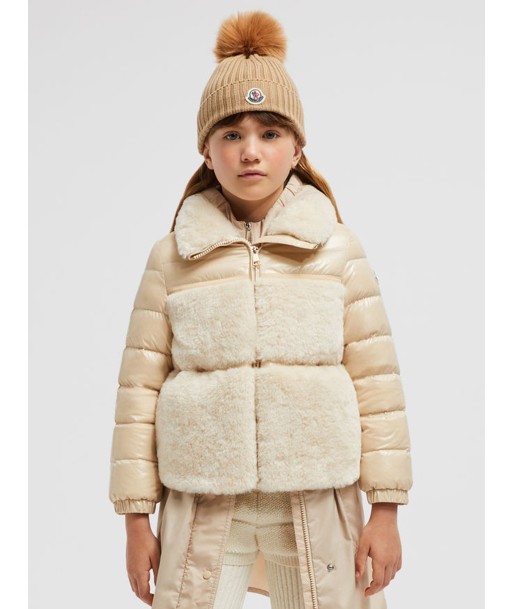 Moncler Enfant Girls Down Teddy Fleece Amabay Jacket in Beige Les êtres humains sont 