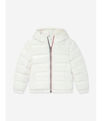 Moncler Enfant Boys Down Padded New Aubert Jacket in White commande en ligne