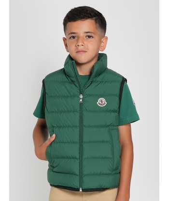 Moncler Enfant Boys Down Padded Contrin Gilet in Green Comment ça marche