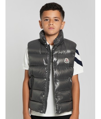 Moncler Enfant Boys Down Padded Tib Gilet in Grey Venez découvrir notre 