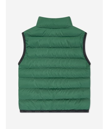 Moncler Enfant Boys Down Padded Contrin Gilet in Green Comment ça marche