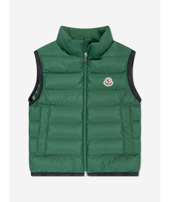 Moncler Enfant Boys Down Padded Contrin Gilet in Green Comment ça marche