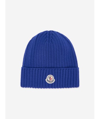 Moncler Enfant Boys Wool Beanie Hat in Blue 2023