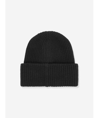 Moncler Enfant Boys Wool Logo Beanie Hat in Black Paris Déstockage Promo