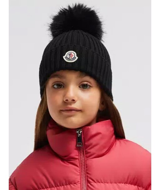 Moncler Enfant Girls Wool Pom Pom Hat in Black la colonne vertébrale