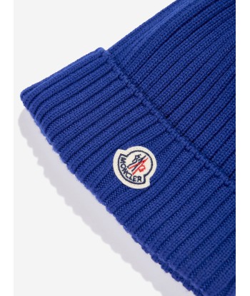 Moncler Enfant Boys Wool Beanie Hat in Blue 2023