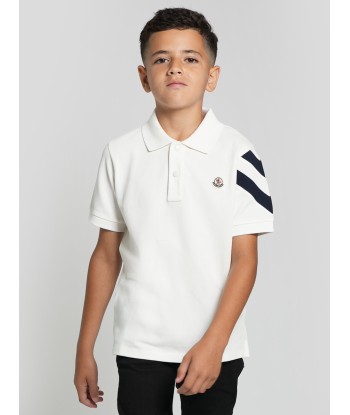 Moncler Enfant Boys Logo Polo Shirt in Ivory l'achat 