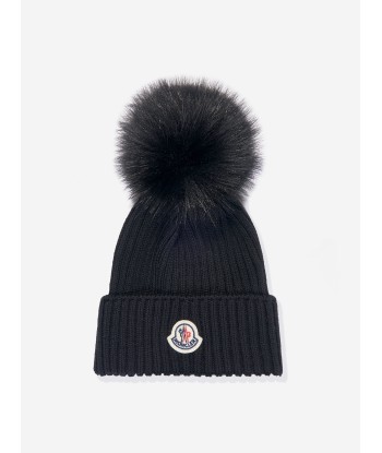 Moncler Enfant Girls Wool Pom Pom Hat in Black la colonne vertébrale