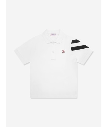 Moncler Enfant Boys Logo Polo Shirt in Ivory l'achat 