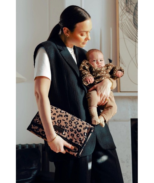 Tiba + Marl Baby Etta Leopard Changing Clutch in Brown (33cm) france