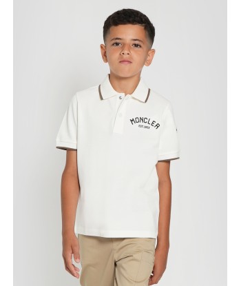 Moncler Enfant Boys Long Sleeve Polo Shirt in Ivory les ctes