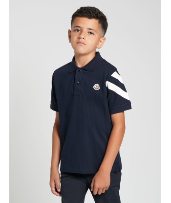 Moncler Enfant Boys Logo Polo Shirt in Navy online