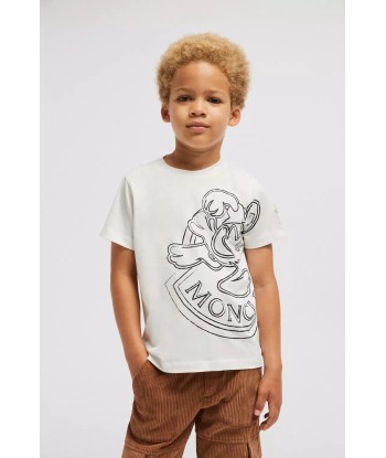 Moncler Enfant Boys Logo Print T-Shirt in White commande en ligne