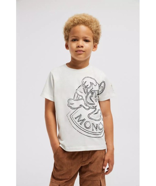 Moncler Enfant Boys Logo Print T-Shirt in White commande en ligne