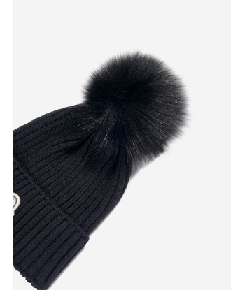 Moncler Enfant Girls Wool Pom Pom Hat in Black la colonne vertébrale