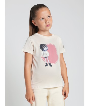 Moncler Enfant Girls Bear Motif Logo T-Shirt in Ivory Toutes les collections ici