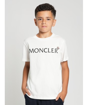 Moncler Enfant Boys Logo T-Shirt in Ivory le des métaux précieux