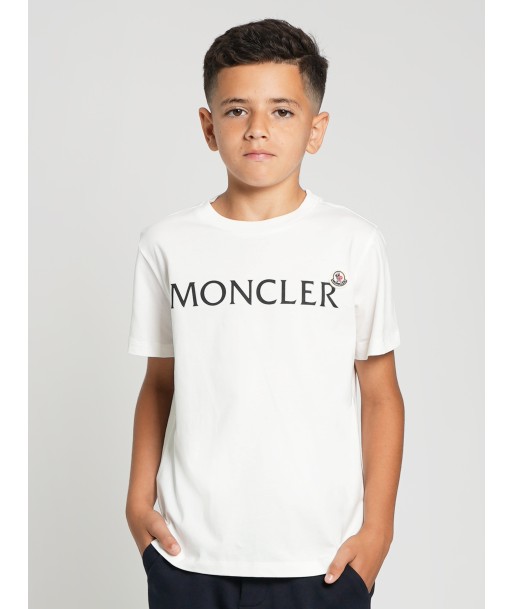 Moncler Enfant Boys Logo T-Shirt in Ivory le des métaux précieux