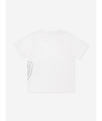 Moncler Enfant Boys Logo Print T-Shirt in White commande en ligne