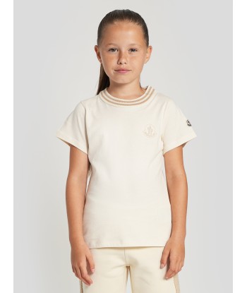 Moncler Enfant Girls Logo T-Shirt in Ivory le concept de la Pate a emporter 