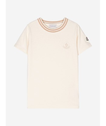 Moncler Enfant Girls Logo T-Shirt in Ivory le concept de la Pate a emporter 