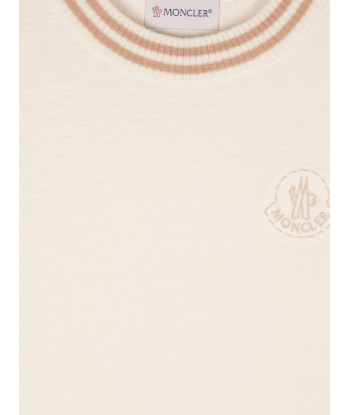 Moncler Enfant Girls Logo T-Shirt in Ivory le concept de la Pate a emporter 