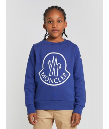 Moncler Enfant Boys Logo Sweatshirt in Blue sélection de produits