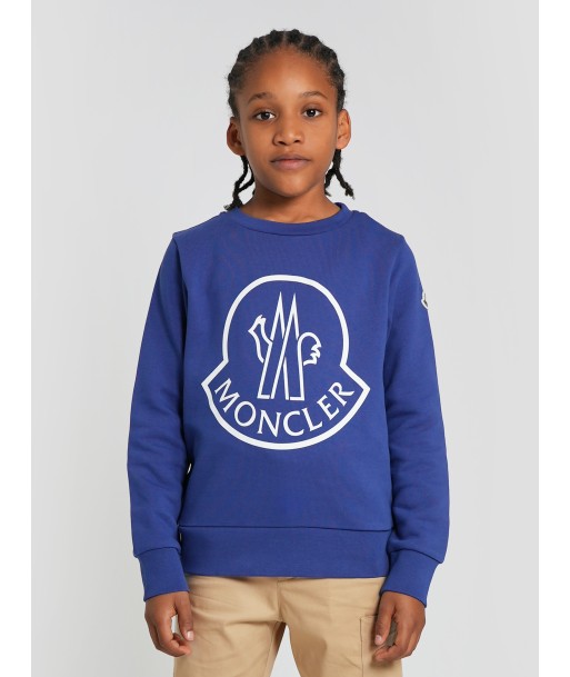 Moncler Enfant Boys Logo Sweatshirt in Blue sélection de produits