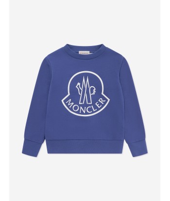 Moncler Enfant Boys Logo Sweatshirt in Blue sélection de produits