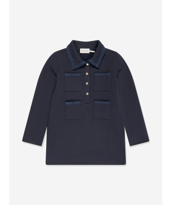 Moncler Enfant Girls Pocket Polo Dress in Navy Economisez 