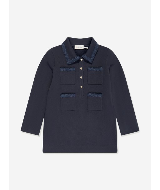 Moncler Enfant Girls Pocket Polo Dress in Navy Economisez 