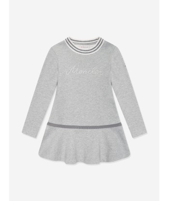 Moncler Enfant Girls Logo Sweater Dress in Grey france