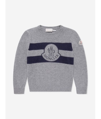 Moncler Enfant Boys Wool Knitted Jumper in Grey français