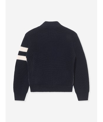 Moncler Enfant Boys Down And Wool Knitted Zip Up Top in Navy suggérées chez