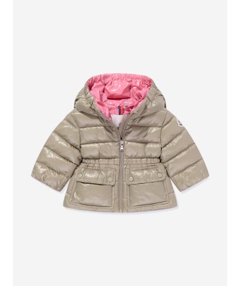 Moncler Enfant Baby Girls Down Padded Adriel Jacket in Beige paiement sécurisé