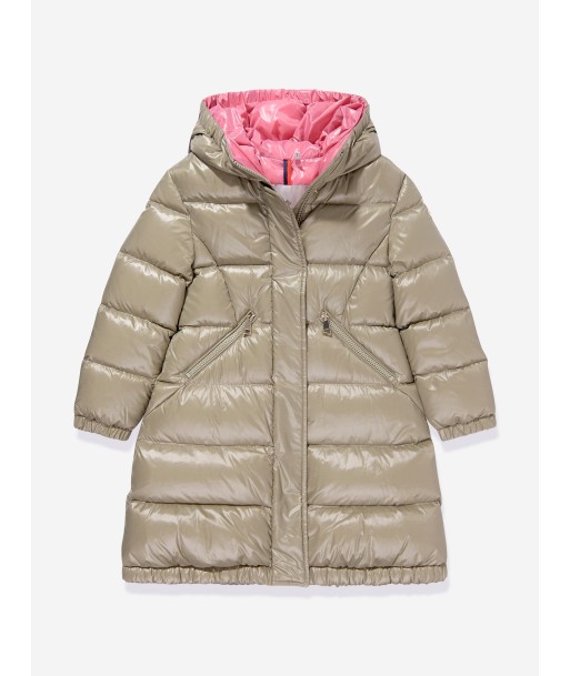 Moncler Enfant Girls Down Padded Bellevue Long Coat in Beige online