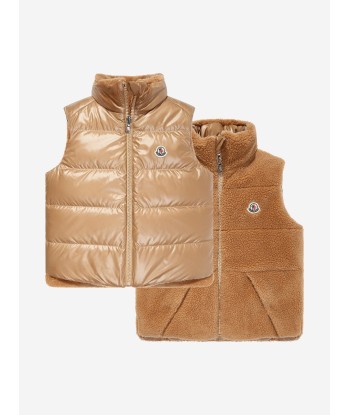 Moncler Enfant Boys Down Padded Reversible Colbricon Gilet in Beige outlet